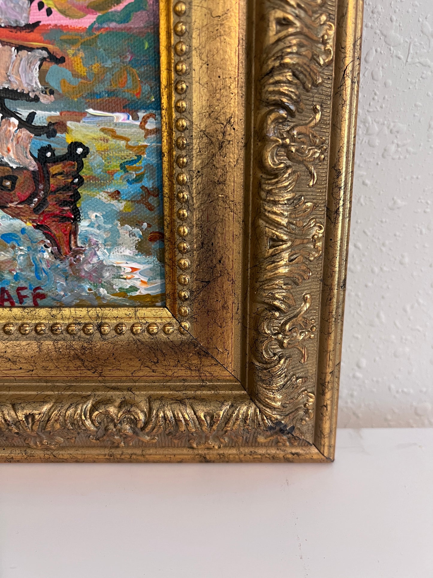 Serg Graff Original “Lamara” Ship Painting | Gold Ornate Frame | Nautical