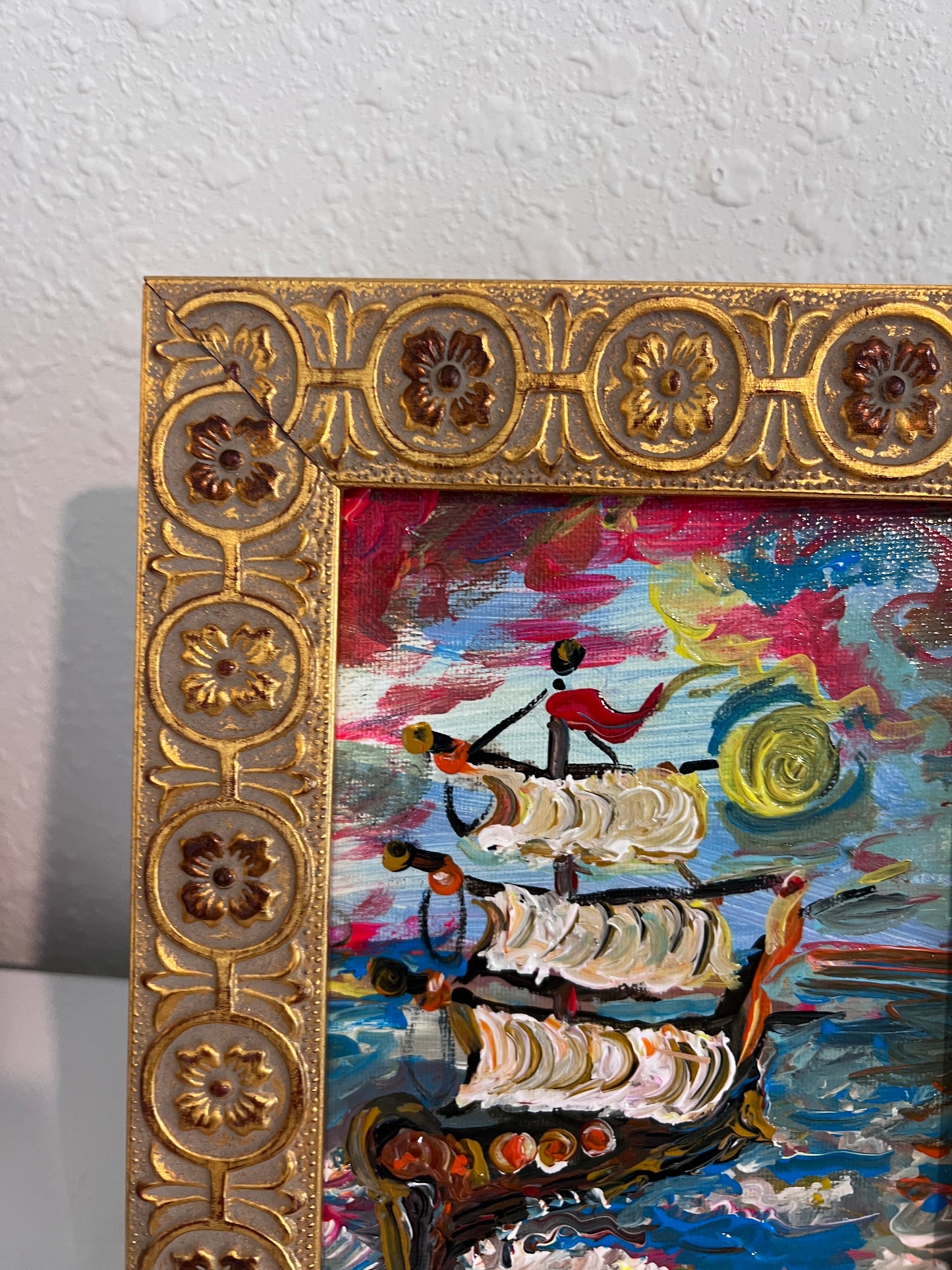 Serg Graff Original “Yeloria” Ship Painting | Gold Ornate Frame | Nautical