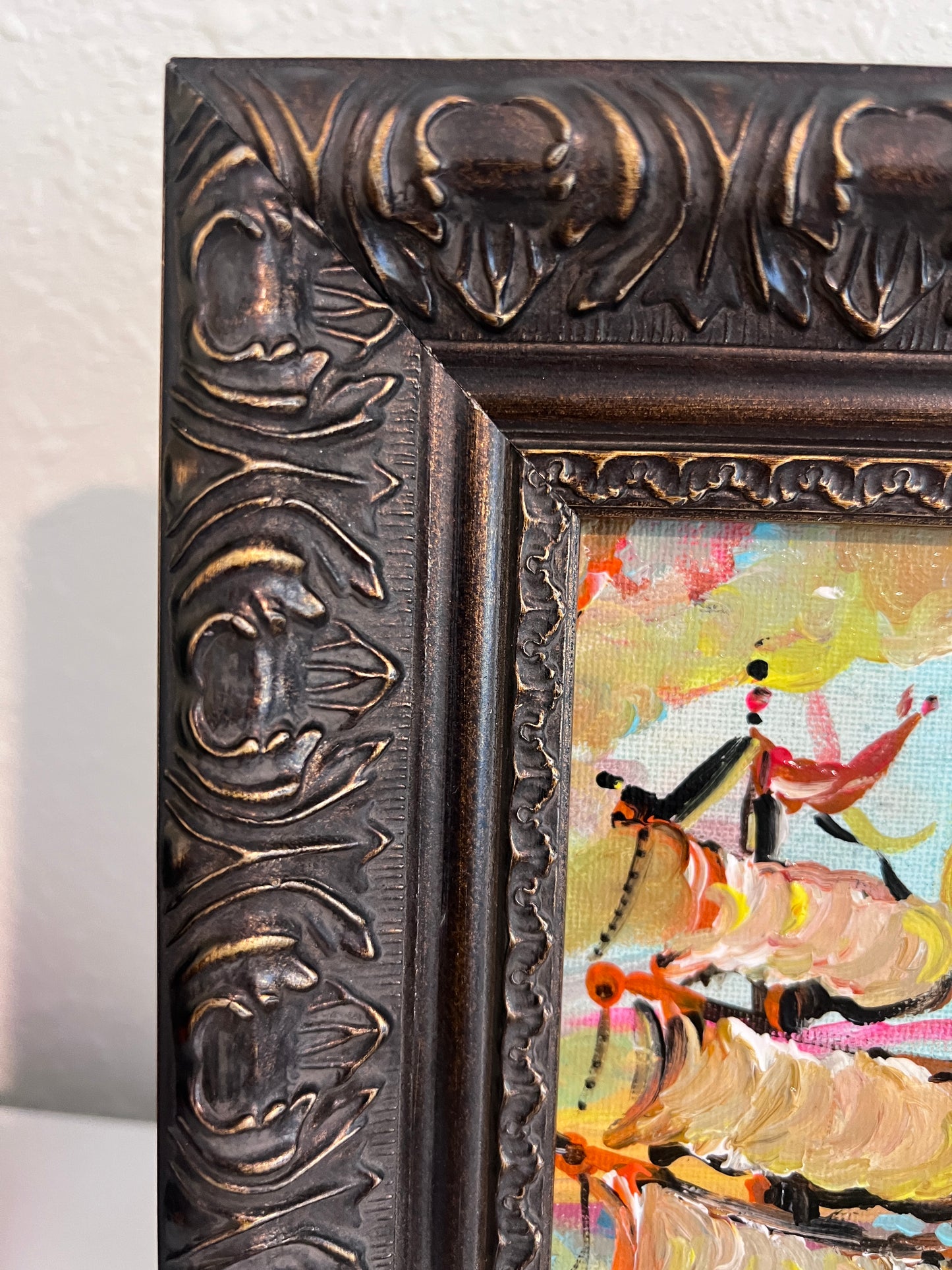 Serg Graff Original “Zephura” Acrylic Ship Painting | Dark Gold Frame | Nautical