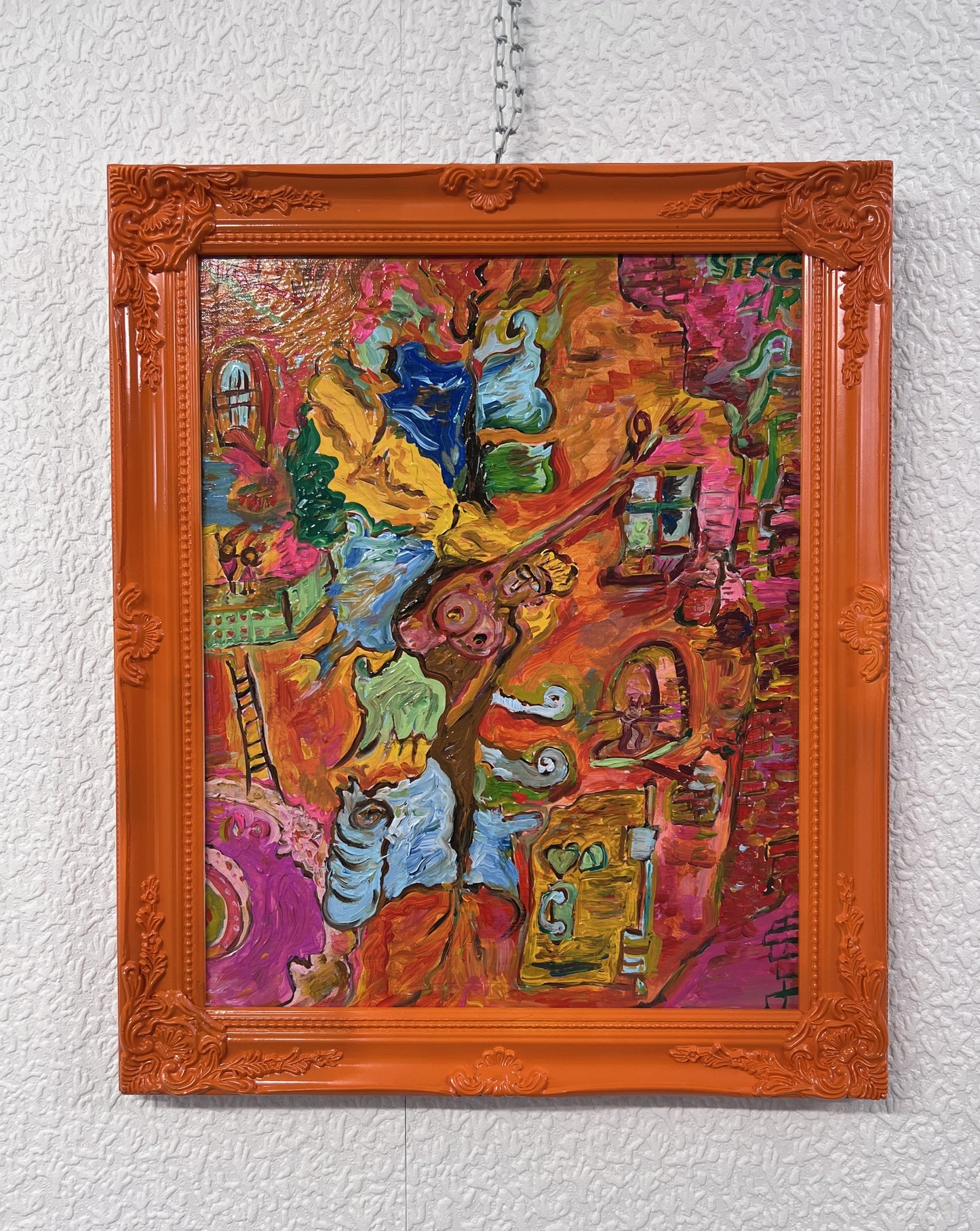 Original Abstract Painting on Canvas "Jump from the Painting" by Serg Graff COA