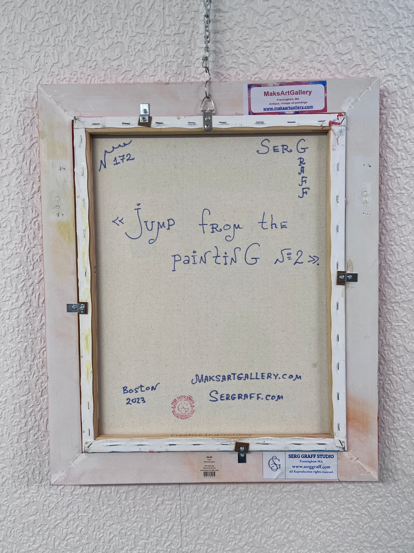 Original Abstract Painting on Canvas "Jump from the Painting" by Serg Graff COA