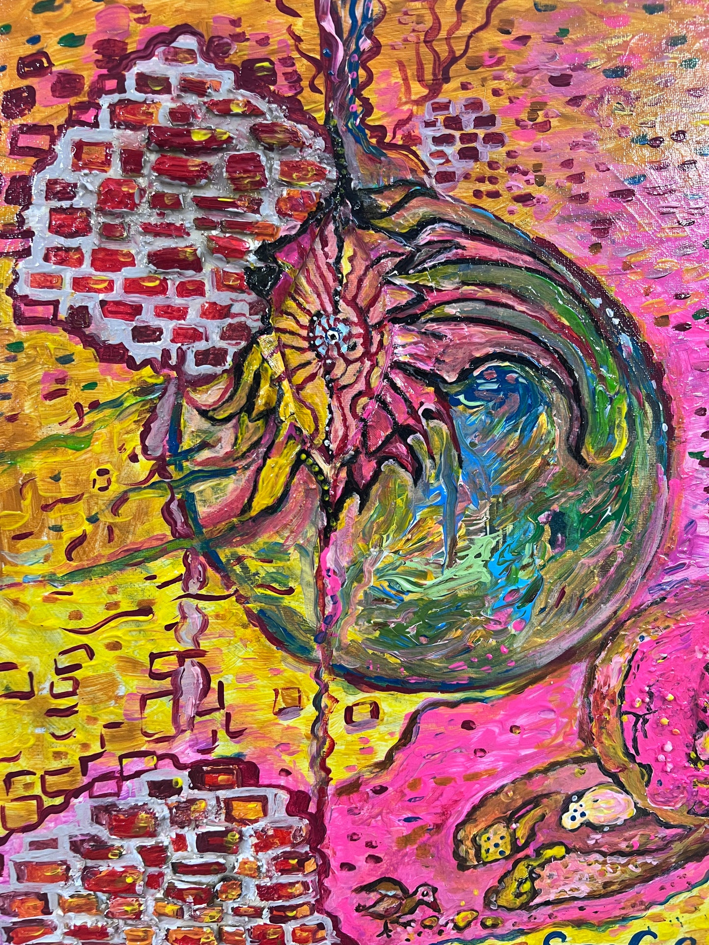Abstract Acrylic/mixed media Painting on Canvas "Donut" by Serg Graff with COA