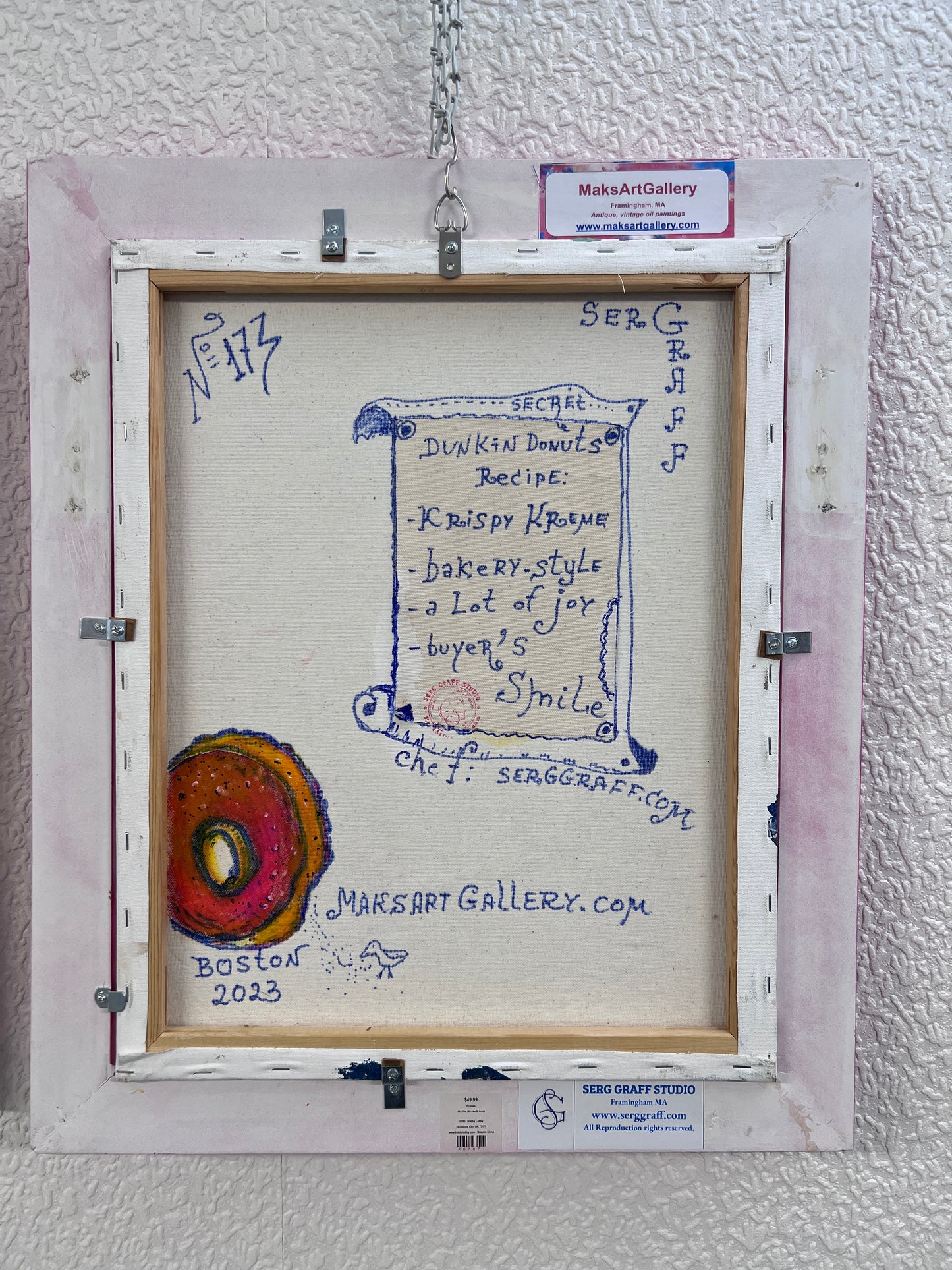 Abstract Acrylic/mixed media Painting on Canvas "Donut" by Serg Graff with COA