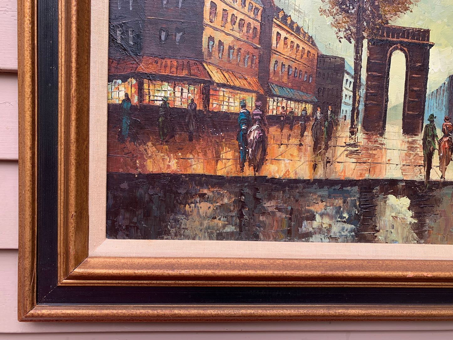 Original oil painting on canvas France, Paris, Triumphal Arch, S.Doren, Framed