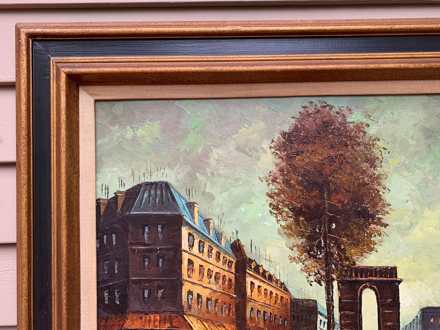 Original oil painting on canvas France, Paris, Triumphal Arch, S.Doren, Framed