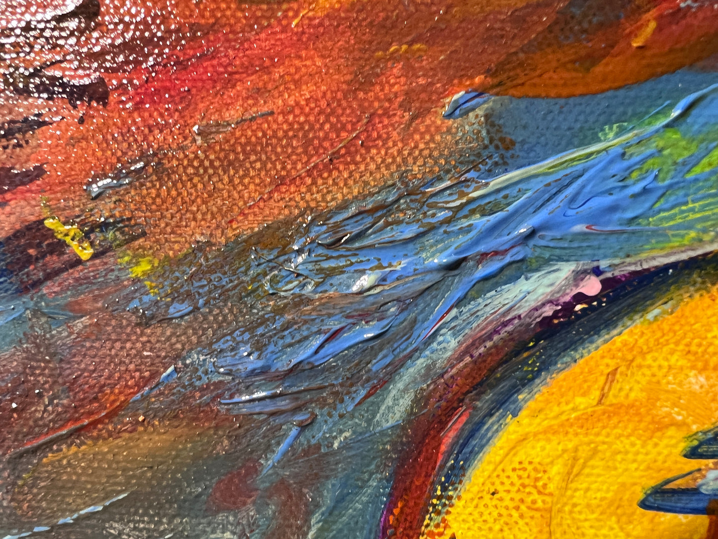 One-Of- A-Kind Abstract Painting on Canvas by Serg Graff "Donut" Framed, COA