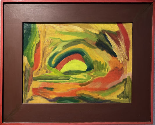 Virginia Barry Original Abstract Painting on Board, Custom Frame