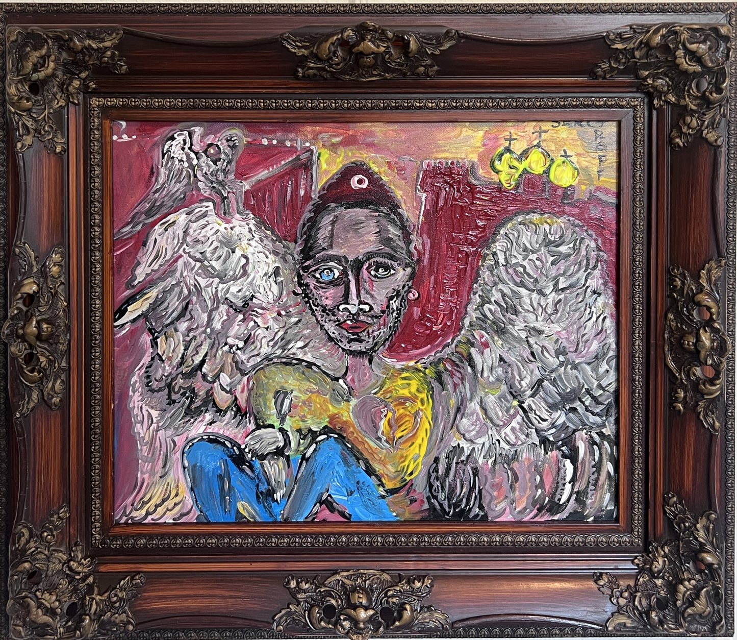 One-Of-A-Kind Painting on canvas by Serg Graff "Angel in Love" Ornate Frame, COA