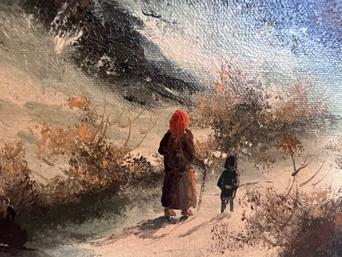 Simans Large Vintage Dutch Oil Painting on Canvas Landscape Gold Leaf Frame