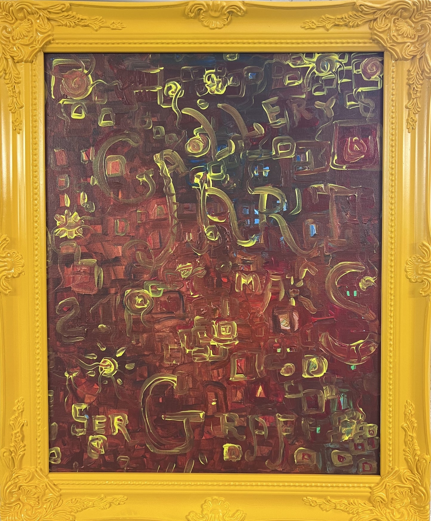 Original Abstract Painting on Canvas "Fantasy 21" by Serg Graff COA, Framed