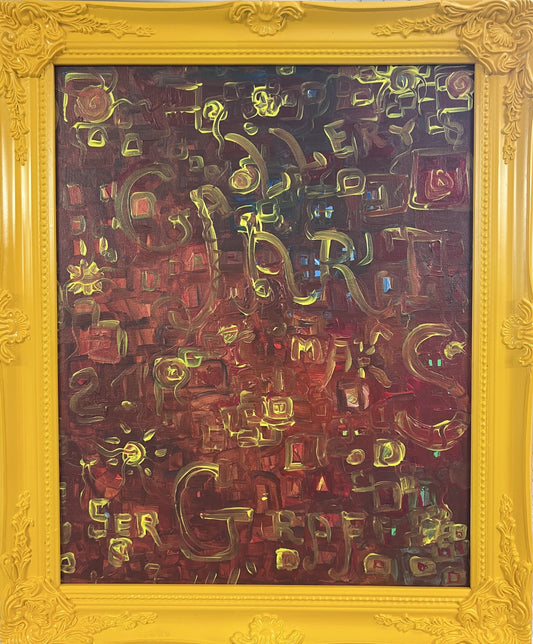 Original Abstract Painting on Canvas "Fantasy 21" by Serg Graff COA, Framed