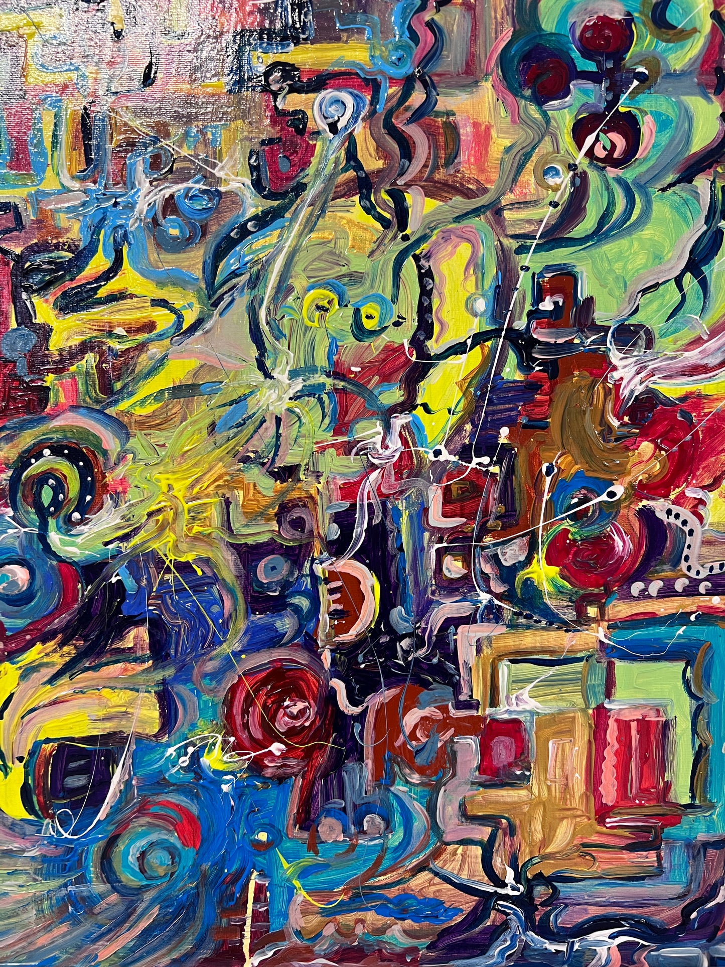 Original Abstract Painting on Canvas "Optimistic Creativity" by Serg Graff COA
