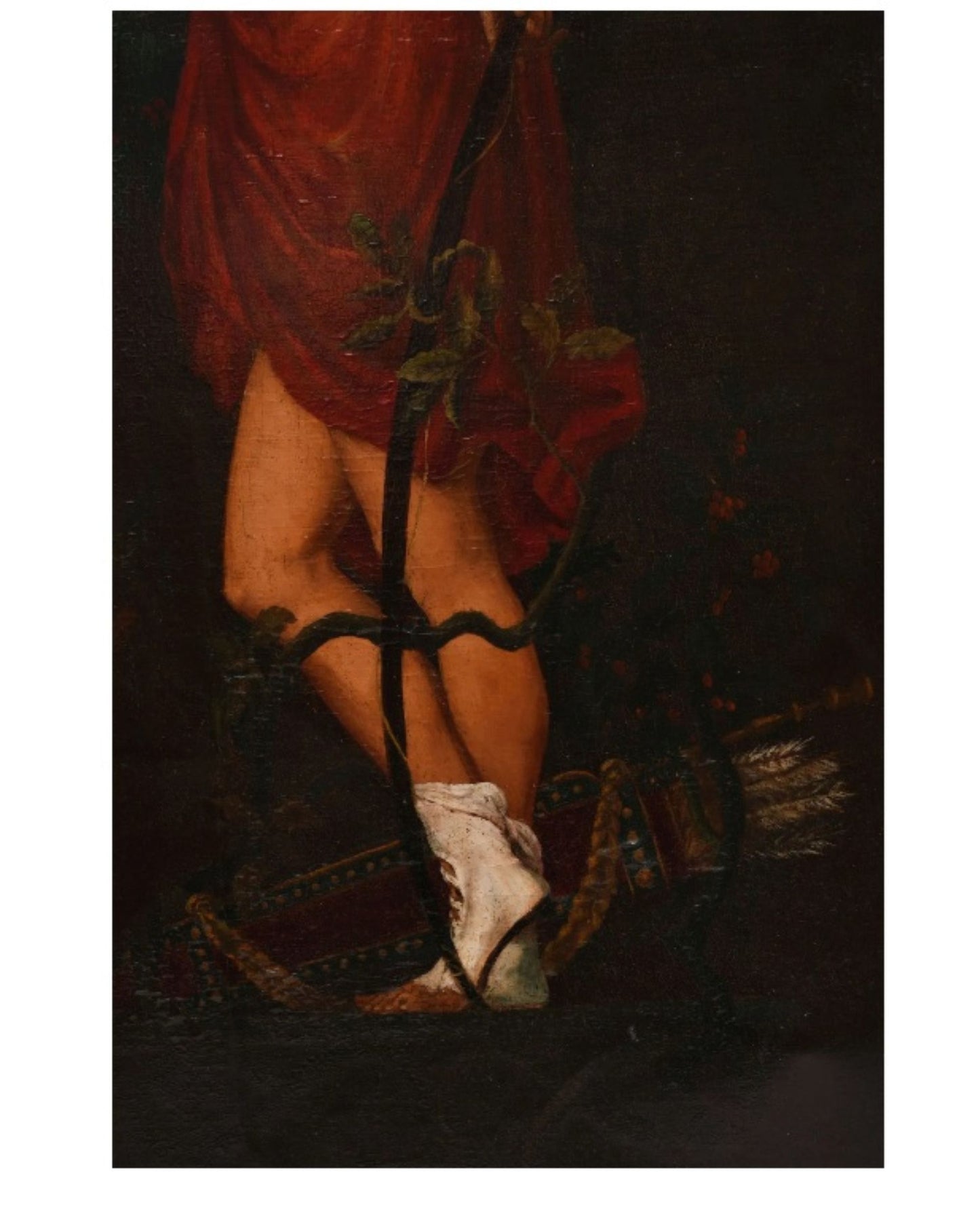 Antique 19c. Original Oil Painting French school Huntress, Signed, Gild Frame