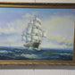 Original Large oil painting on canvas Seascape, Clipper ship, Gold Frame
