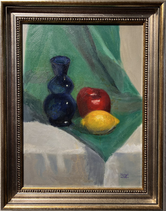 Vintage Oil Painting on Canvas Still Life, Fruits, Framed, Signed Spiesel 1998