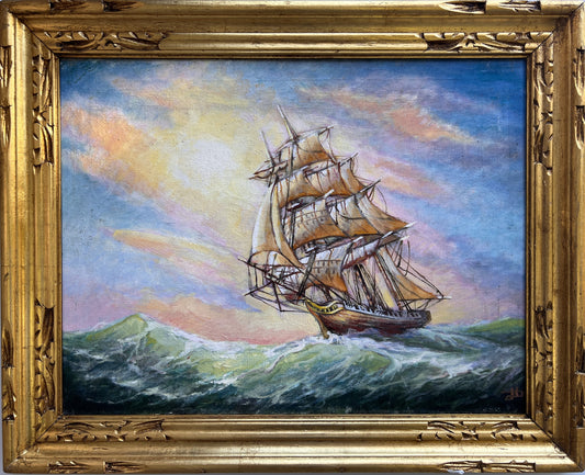 Artist Dobritsin Oil painting on canvas, seascape, "Through the Storm" Framed