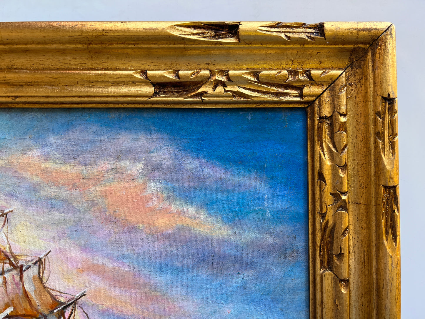 Artist Dobritsin Oil painting on canvas, seascape, "Through the Storm" Framed