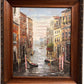 Original Oil painting on canvas, Italy, Venice, Canal view, Framed