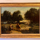 Antique 19C. Oil painting on canvas, neoclassical Scene, Homer playing his Lyre