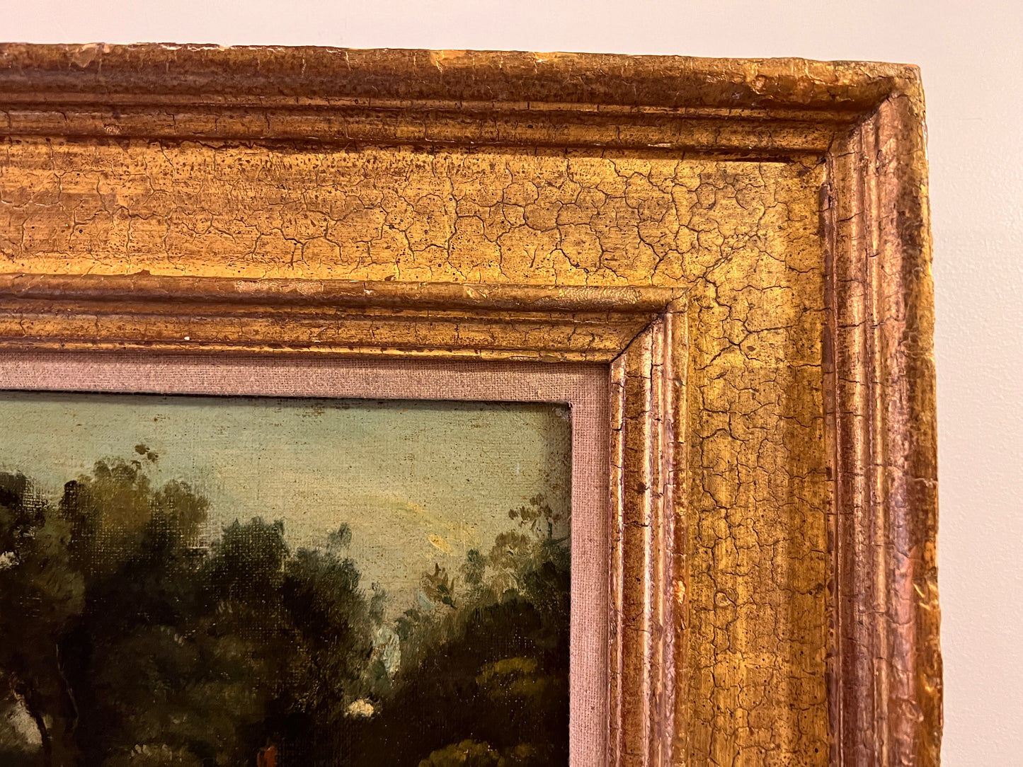 Antique 19C. Oil painting on canvas, neoclassical Scene, Homer playing his Lyre