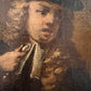 17-18 century, Original Antique Oil Painting in canvas, Genre Scene, Gold Frame