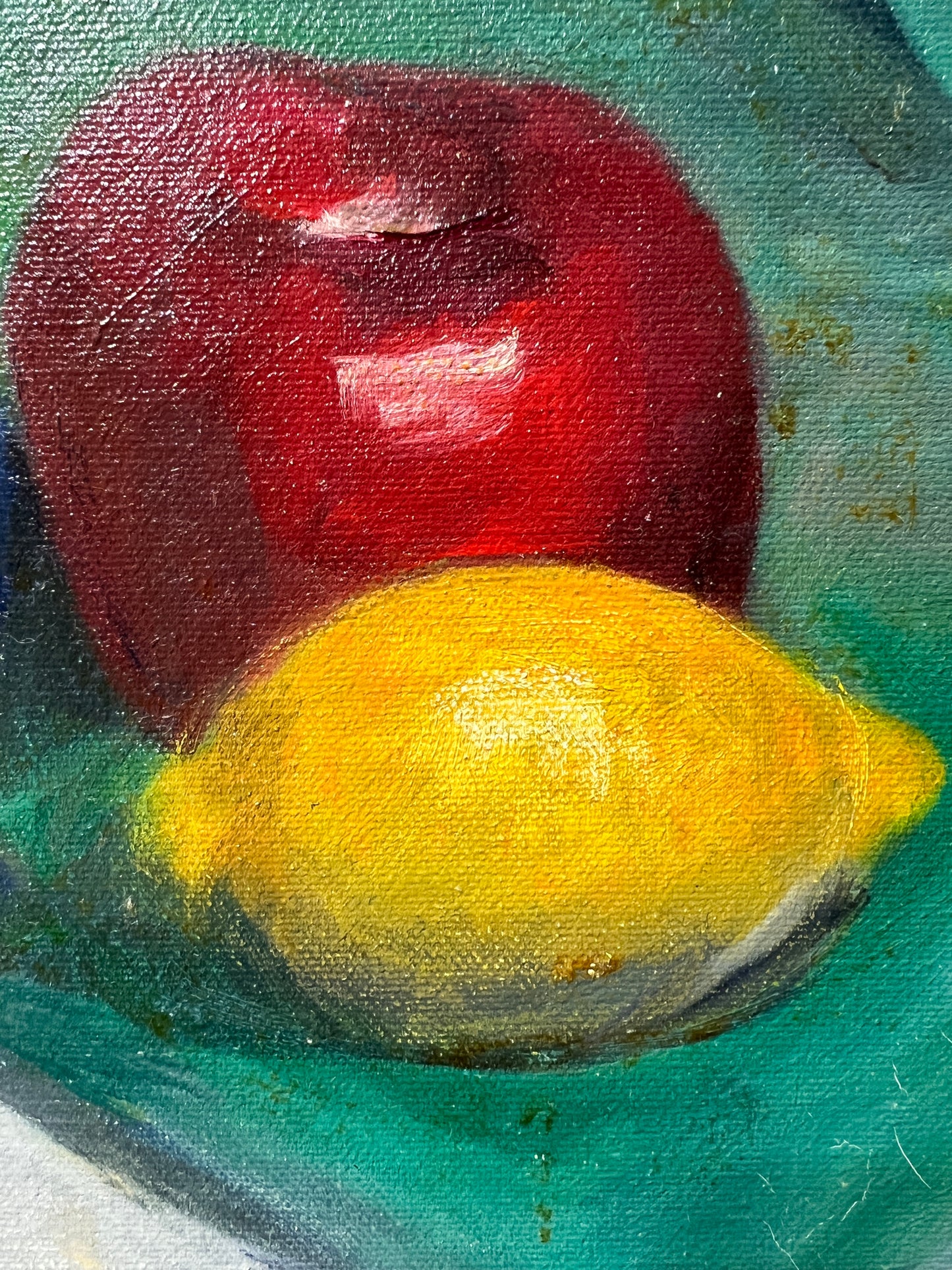 Vintage Oil Painting on Canvas Still Life, Fruits, Framed, Signed Spiesel 1998