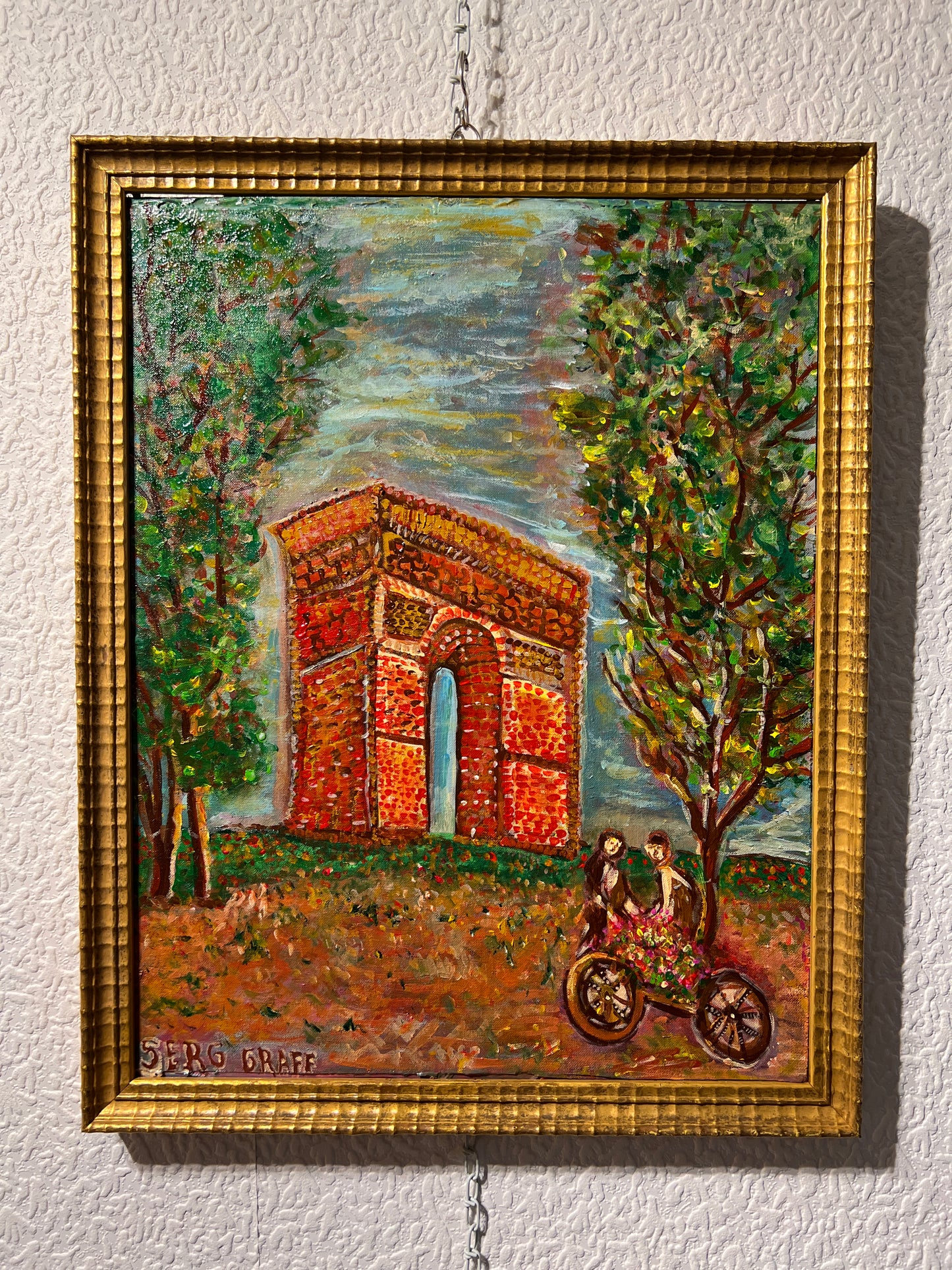Original Painting on Canvas, Cityscape, Artist Serg Graff, framed