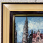 Original oil/acrylic painting on canvas European Cityscape, Signed, Framed