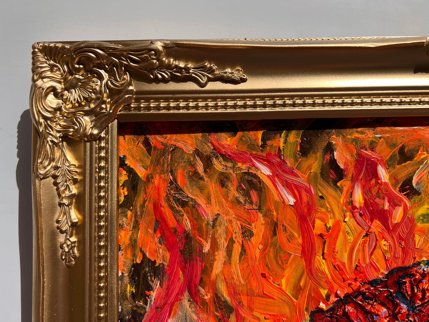 Textured Abstract Painting on Canvas by Serg Graff, "Endorphin", COA, gold frame