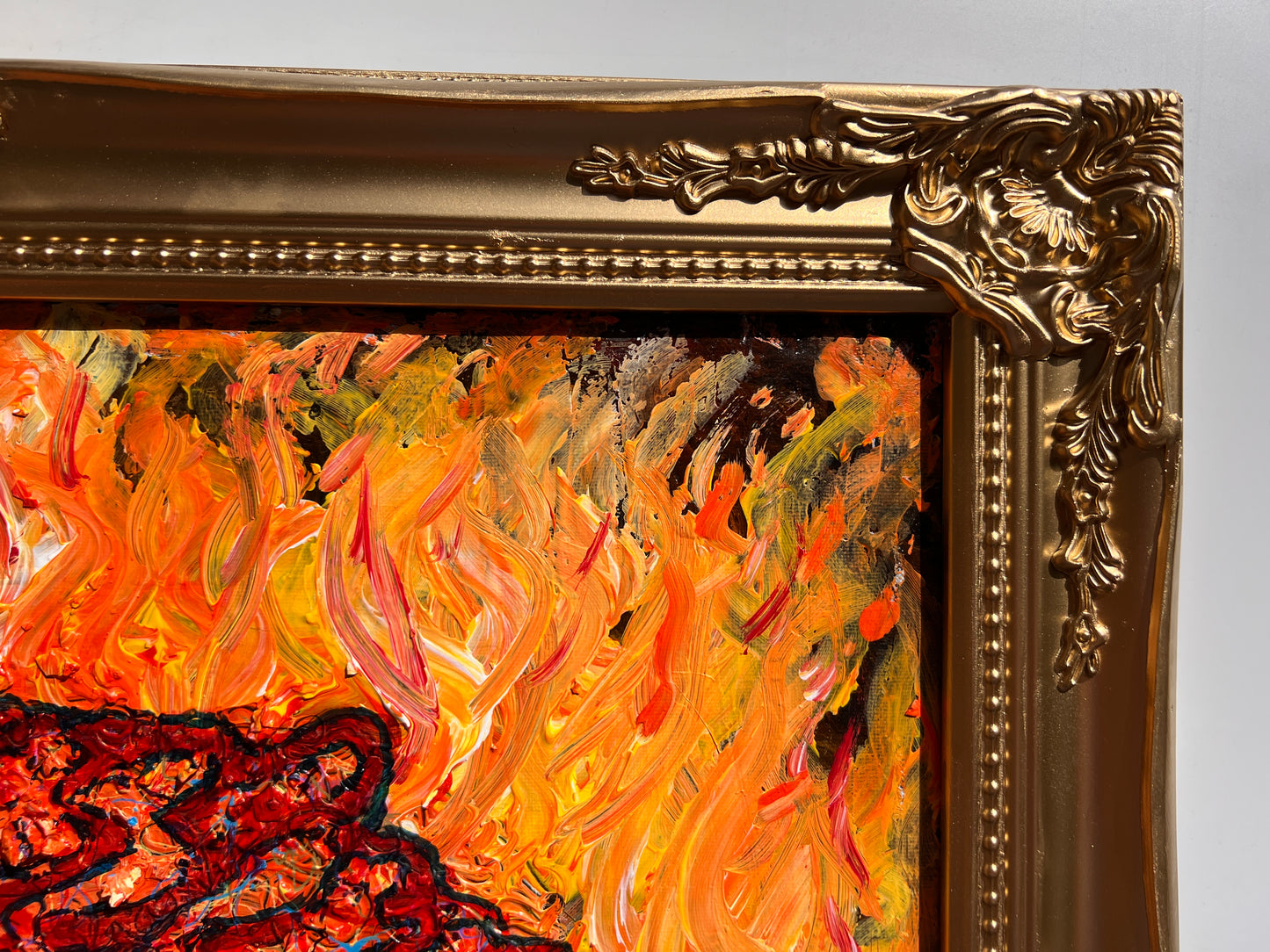 Textured Abstract Painting on Canvas by Serg Graff, "Endorphin", COA, gold frame