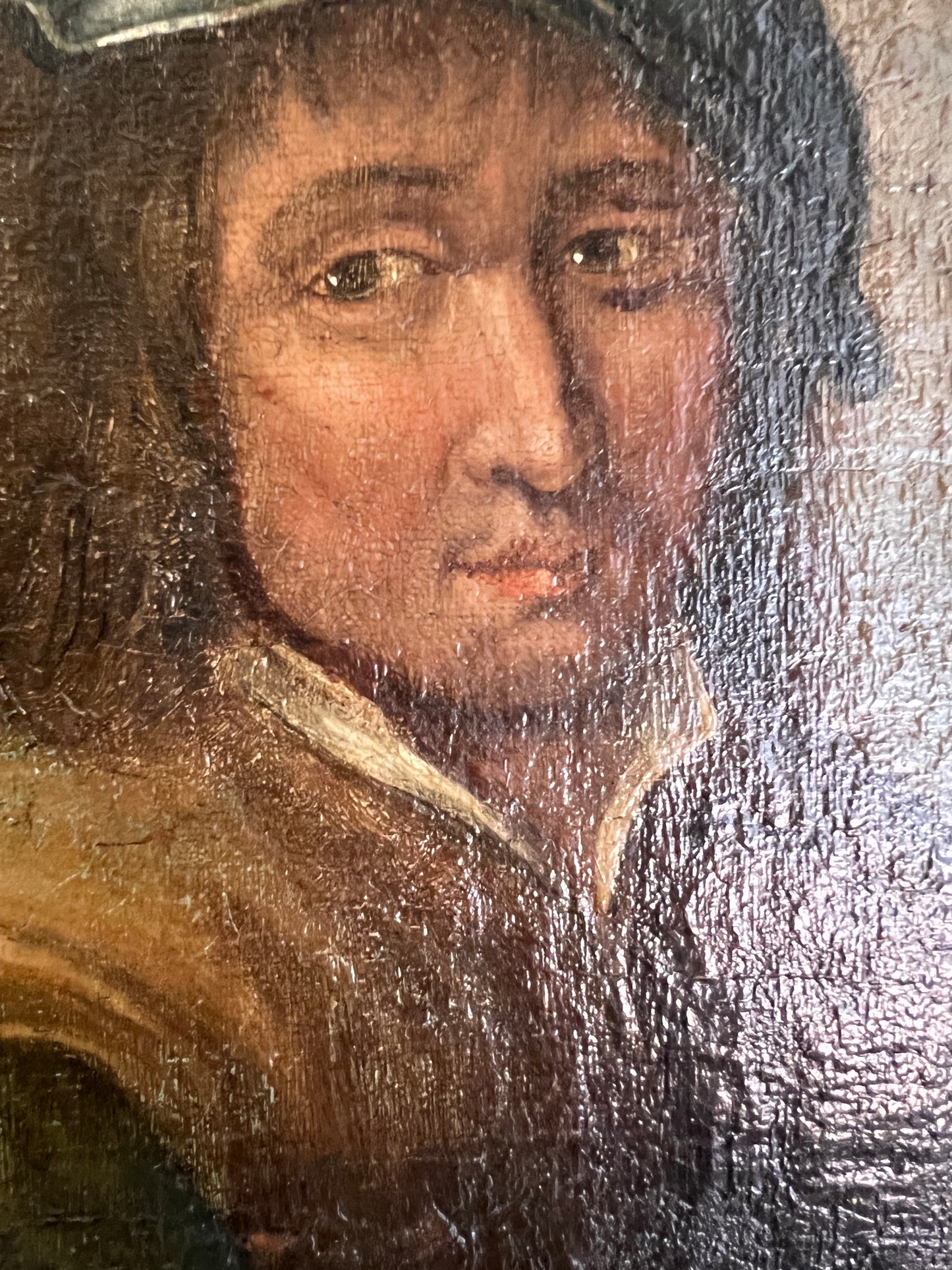 17th-18th Century Dutch Tavern Antique Oil Painting with Seated Figures Scene