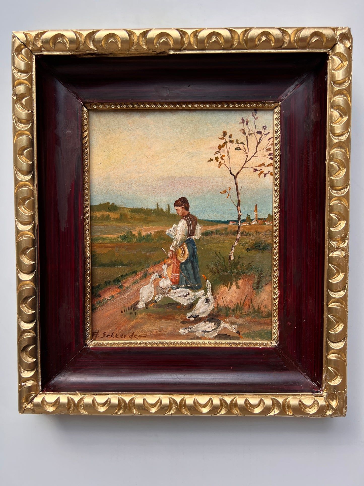 Listed American Artist Arthur Schneider (1866-1943 Antique Oil on board Painting