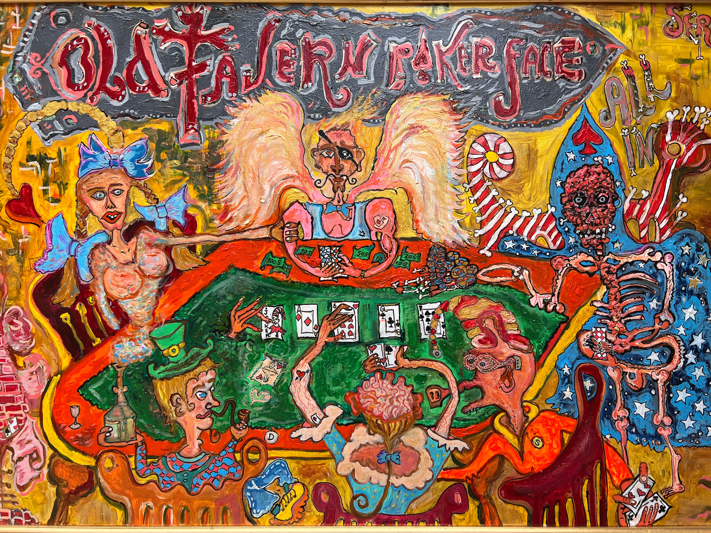 Unique Large Painting on canvas by Serg Graff "Card Sharping". READ DESCRIPTION!