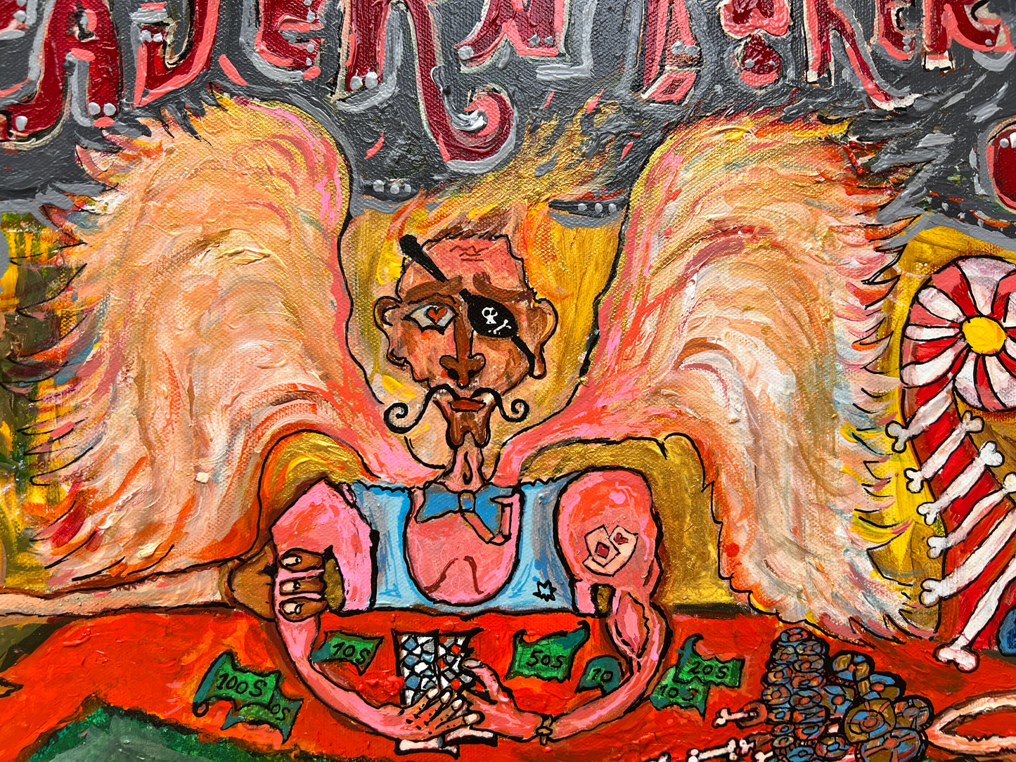 Unique Large Painting on canvas by Serg Graff "Card Sharping". READ DESCRIPTION!