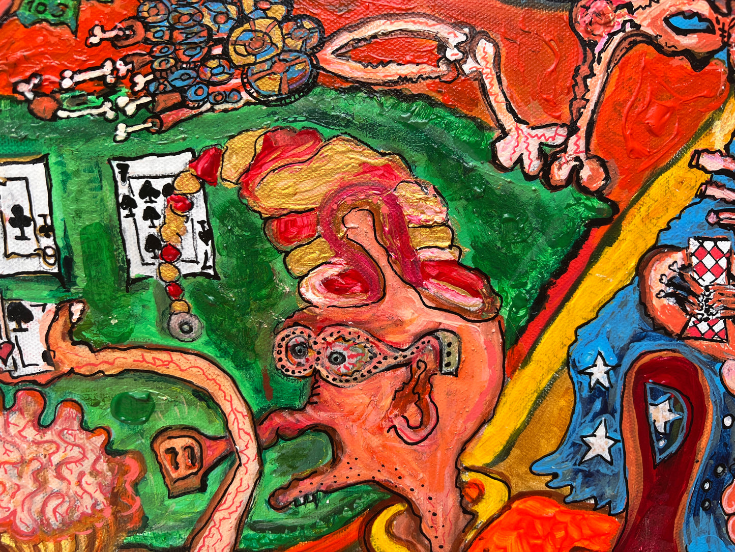 Unique Large Painting on canvas by Serg Graff "Card Sharping". READ DESCRIPTION!