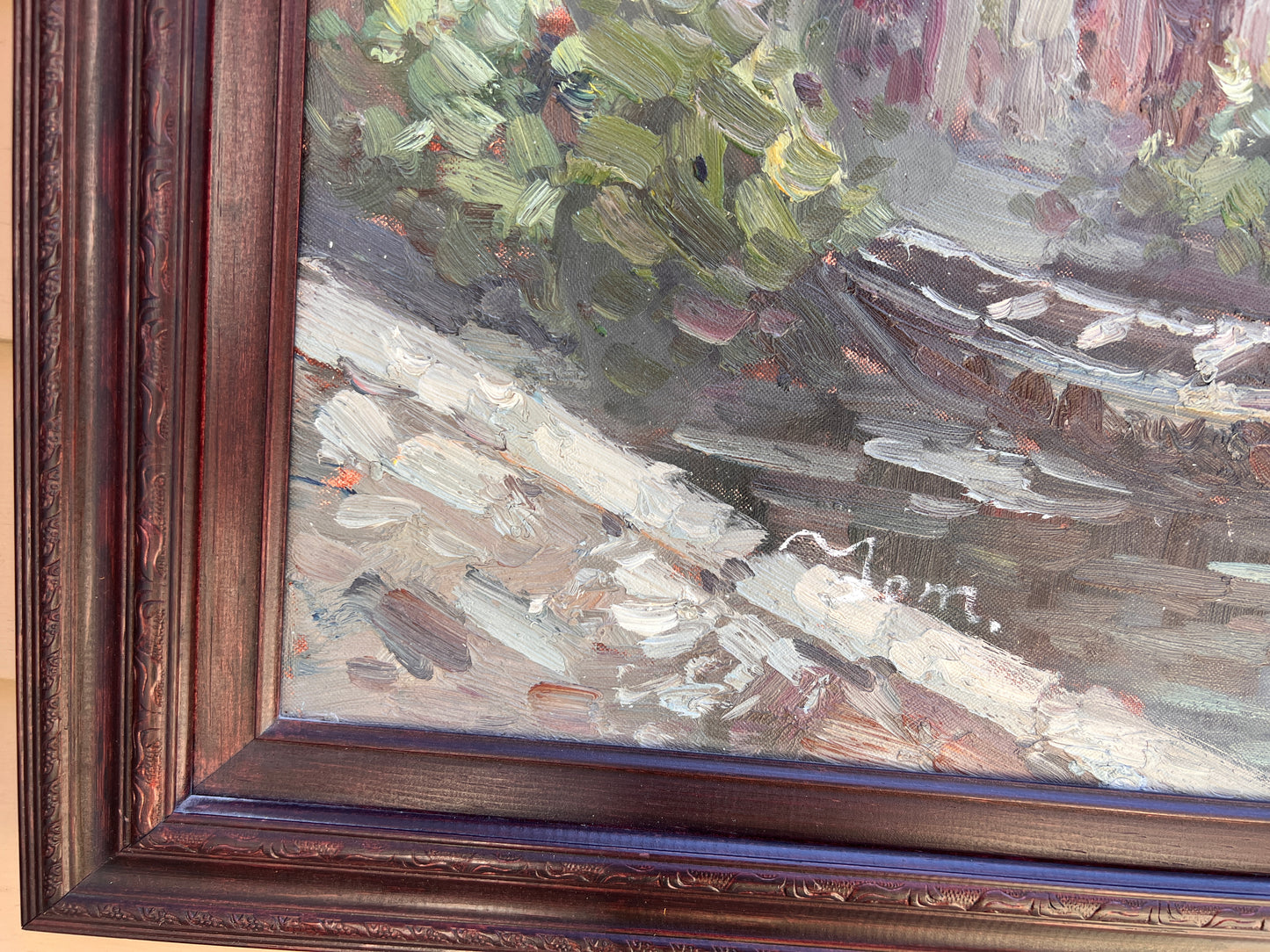 Large original oil painting on canvas, Venice, Italy, Signed, Framed