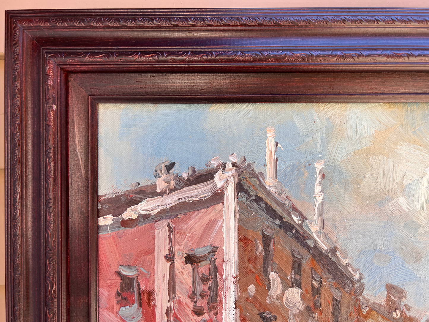 Large original oil painting on canvas, Venice, Italy, Signed, Framed