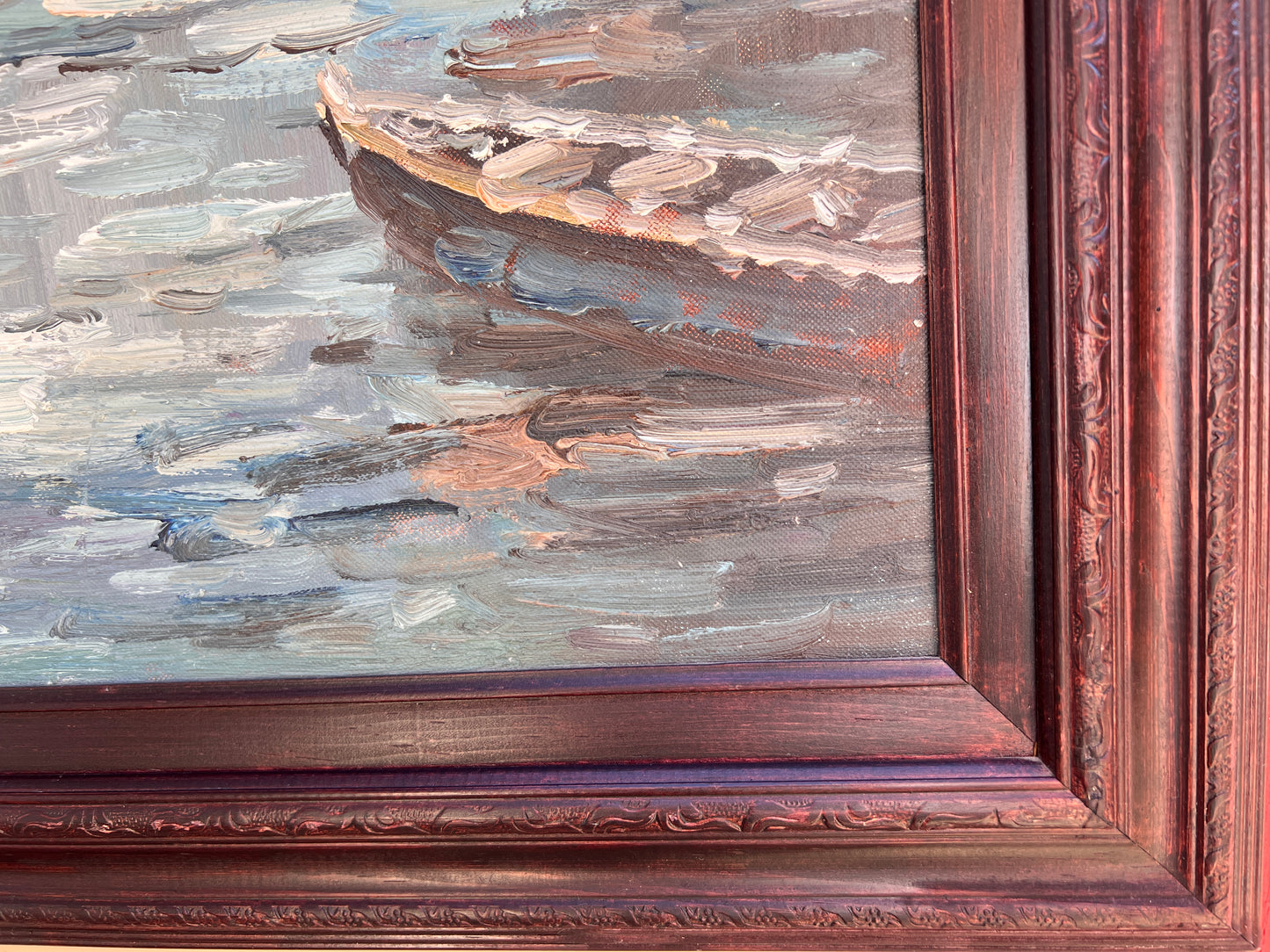 Large original oil painting on canvas, Venice, Italy, Signed, Framed