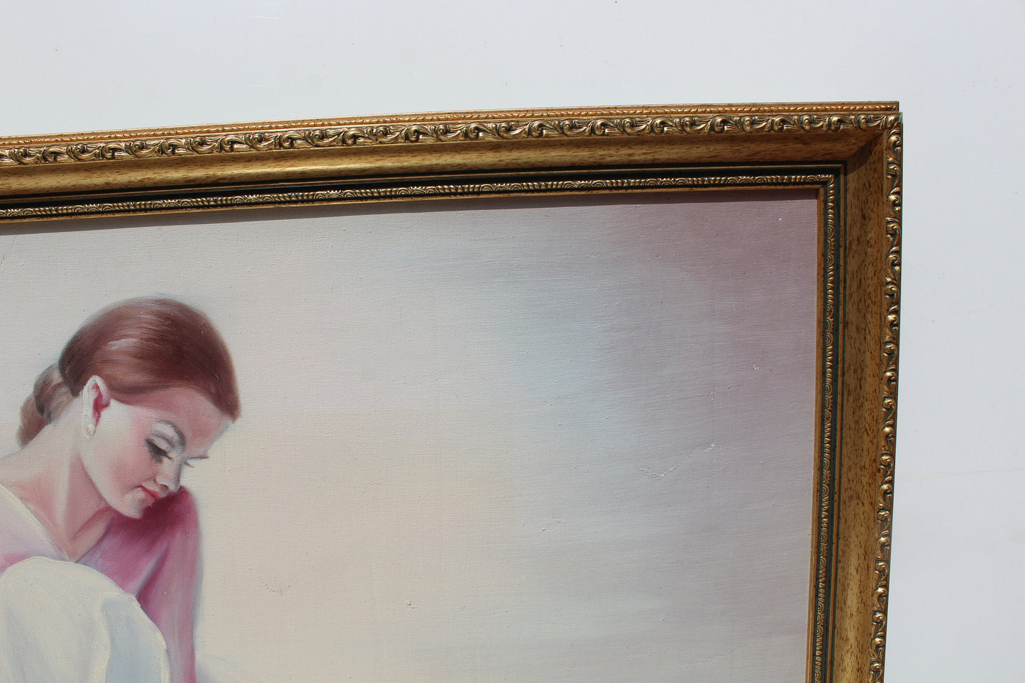 Large vintage oil painting on canvas, R.Young, ballerina, signed, framed