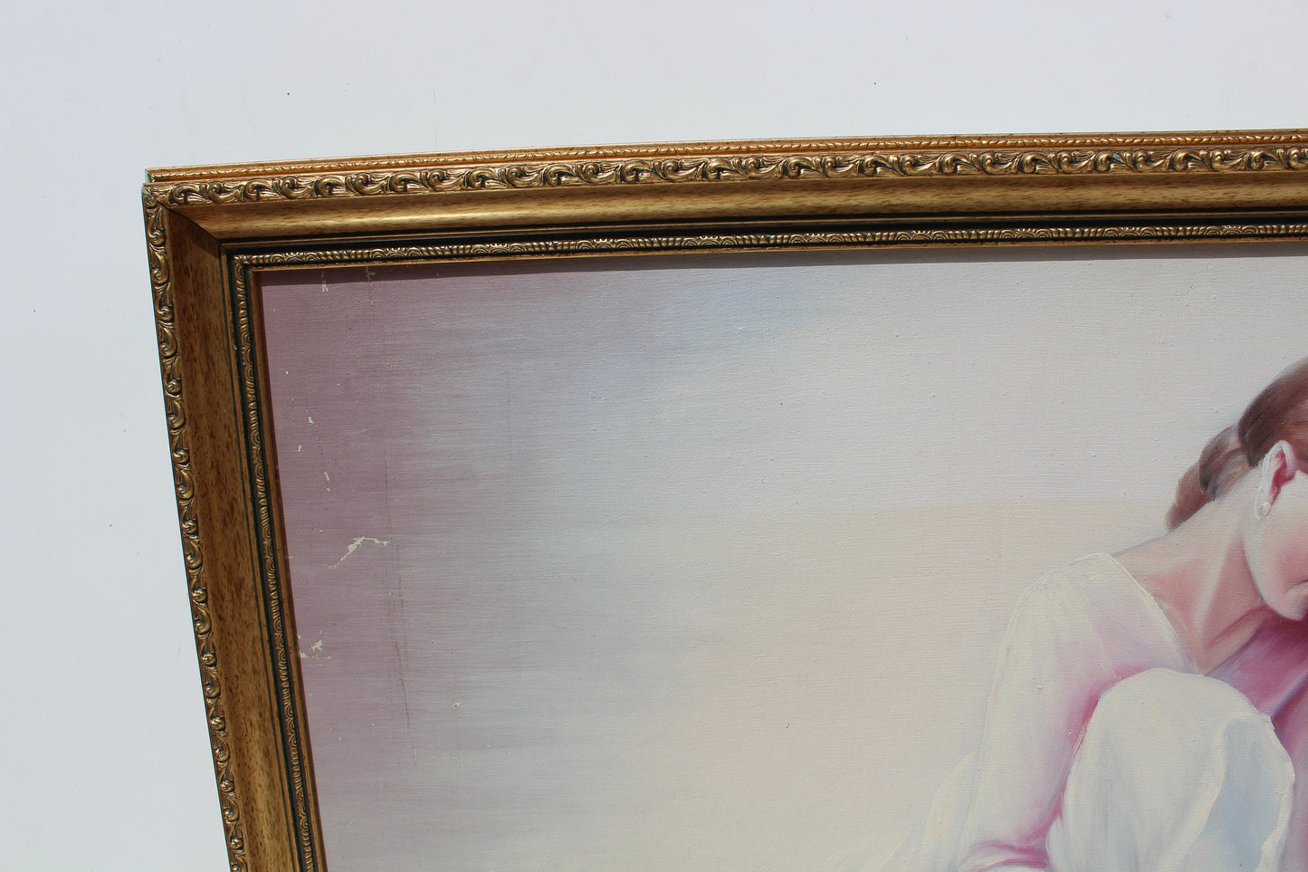 Large vintage oil painting on canvas, R.Young, ballerina, signed, framed