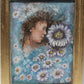 Vintage Oil Painting on Canvas, Portrait of a young woman among flowers