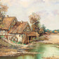 Vintage oil painting on canvas, Rural Landscape, signed R.David, framed