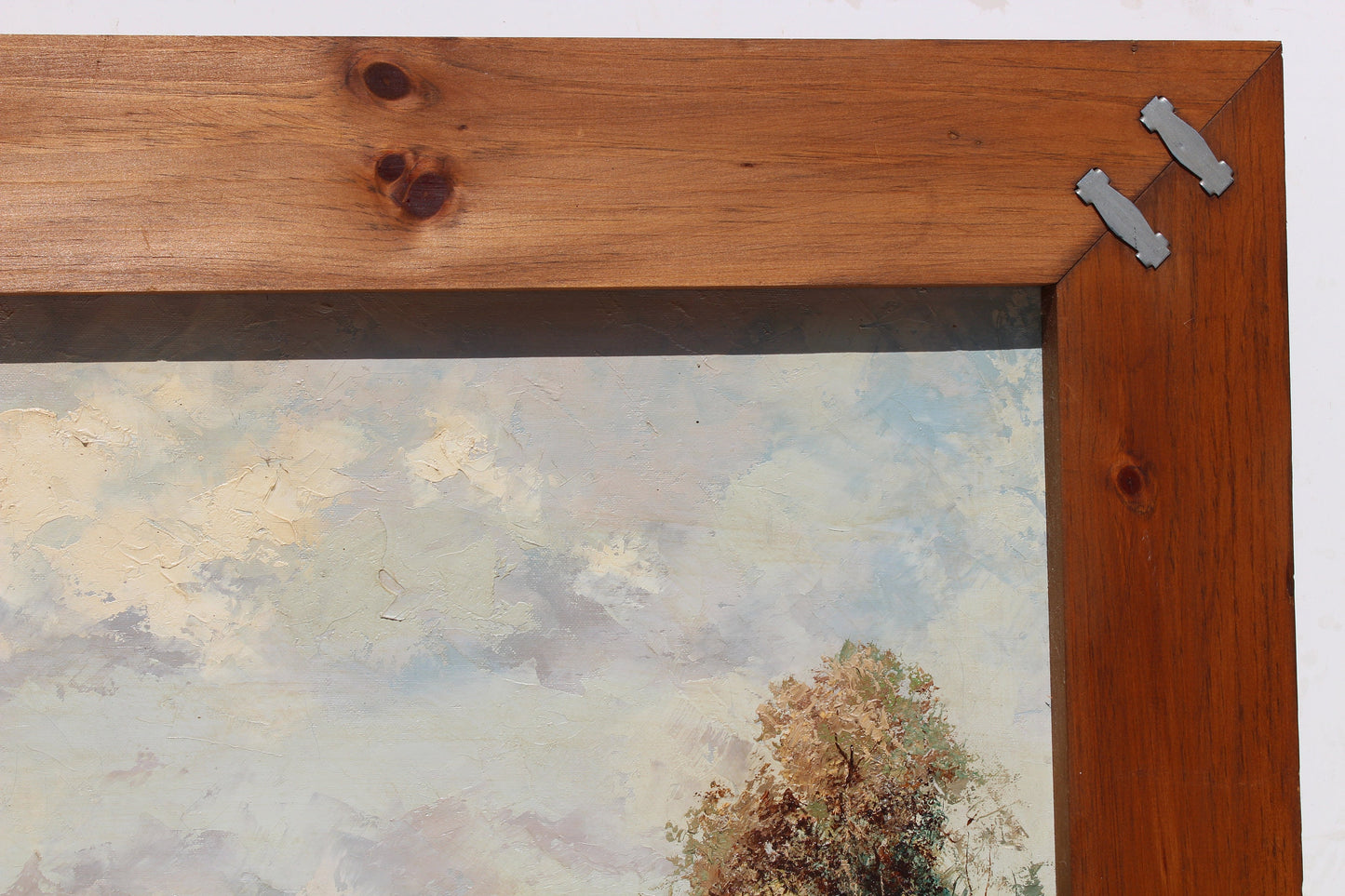 Vintage oil painting on canvas, Rural Landscape, signed R.David, framed