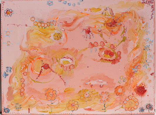 Large Abstract Painting on Canvas "Vanilla Ice Cream", Signed Serg Graff, COA