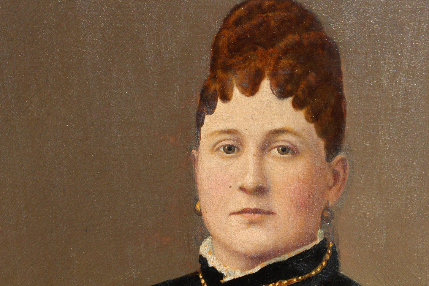 Antique 19 century Large Oil Painting on canvas, Female portrait, Dated 1879
