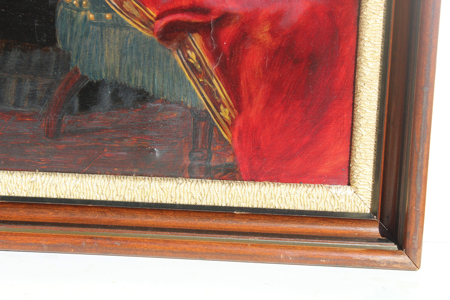 Antique 19 century Large Oil Painting on canvas, Female portrait, Dated 1879