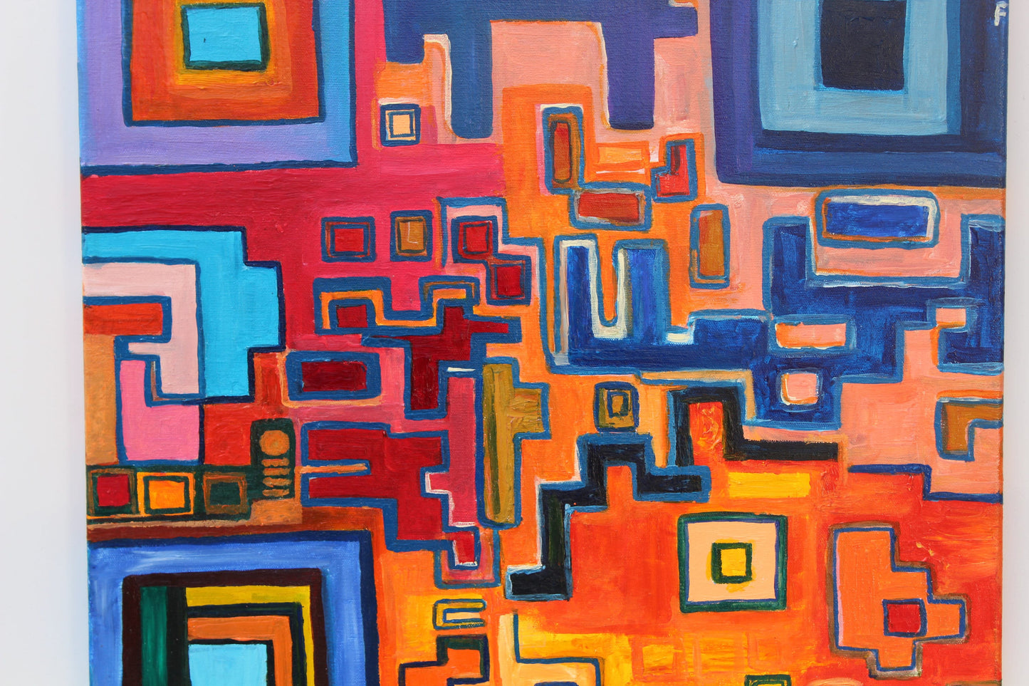 Modern Abstract Painting on Canvas “Labyrinth” by Serg Graff | COA | Signed
