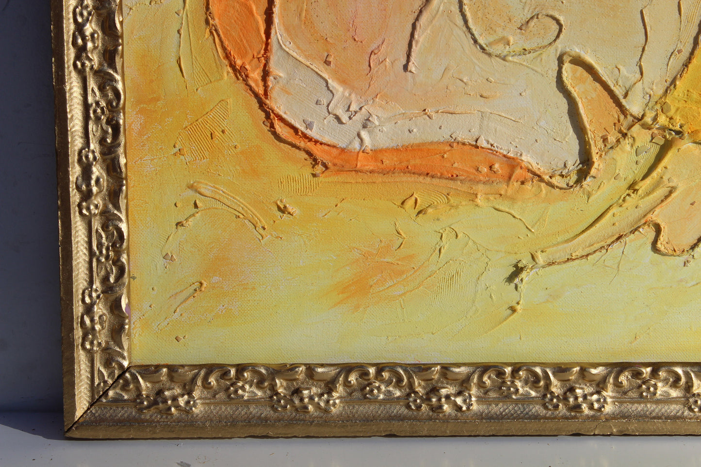 Original Abstract textured Painting on Canvas , Signed Serg Graff, COA, framed