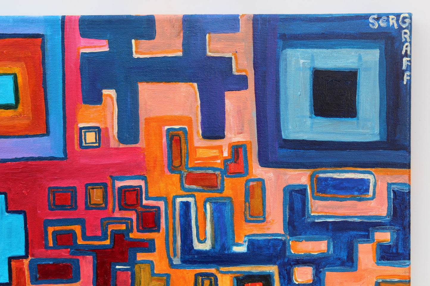 Modern Abstract Painting on Canvas “Labyrinth” by Serg Graff | COA | Signed