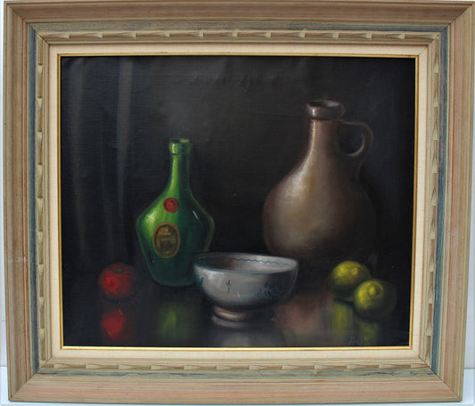 Vintage oil painting on canvas, Still life, fruit, Framed, Signed Hofer
